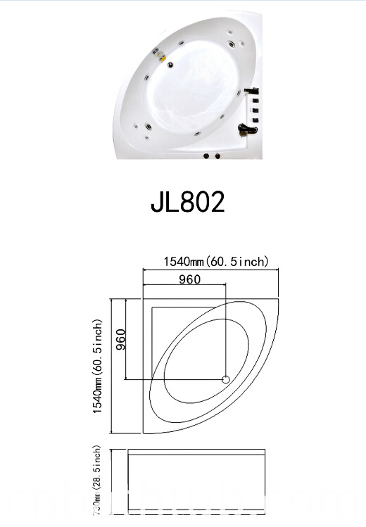 Luxury Whirlpool Corner Massage Bathtub (JL802)